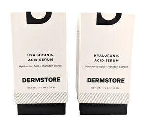 2x Dermstore Hyaluronic Acid Serum with Plankton Extract 1floz / 30ml Each Boxed